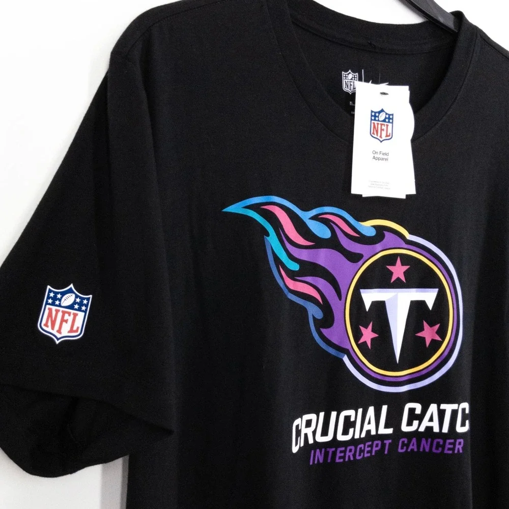 Nike Tennessee Titans Crucial Catch T-Shirt Men's XL Black NFL Intercept Cancer
